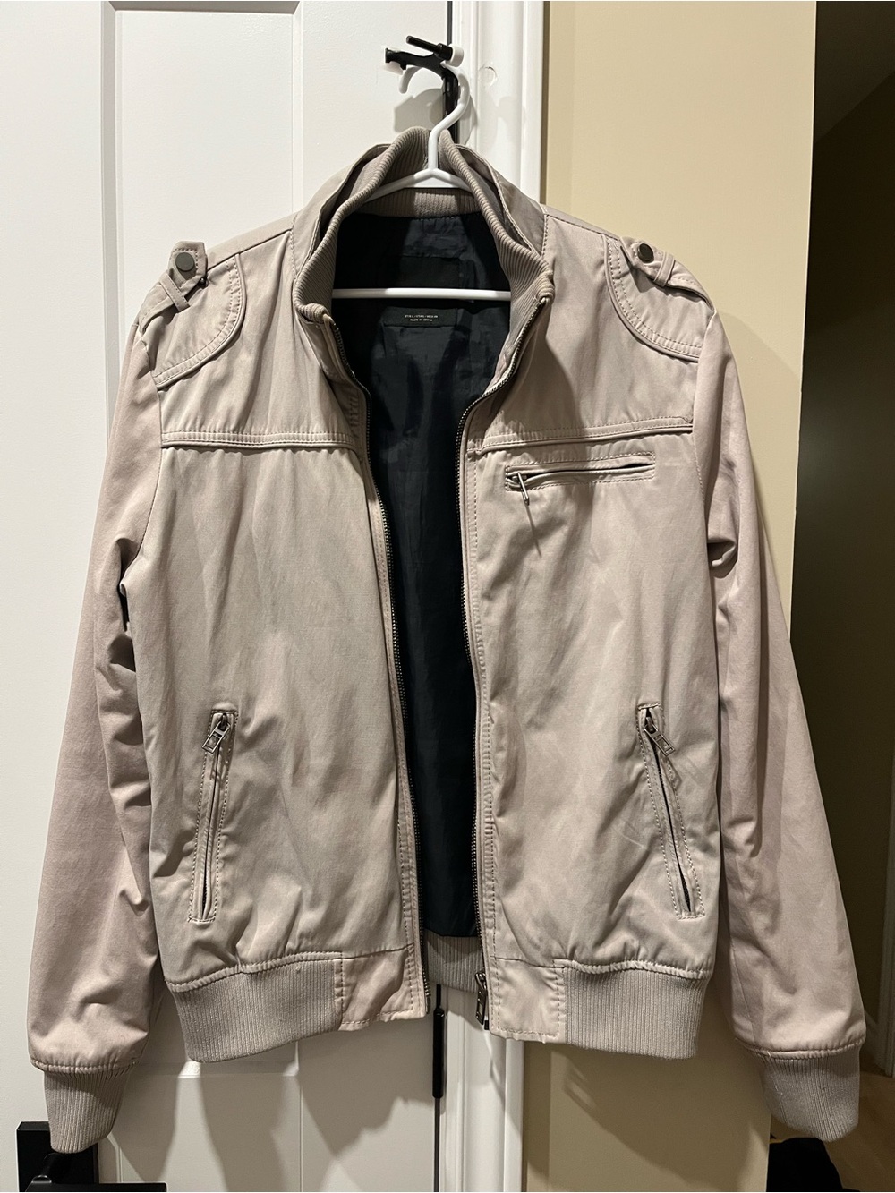 Zara Light Beige Men's Bomber Jacket